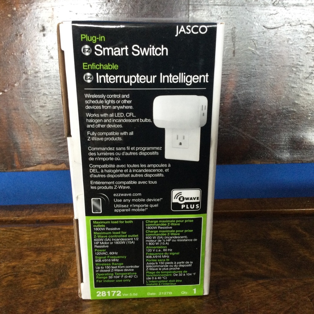 Jasco Plug-in Smart Switch 28172 New Sealed Z Wave Plus